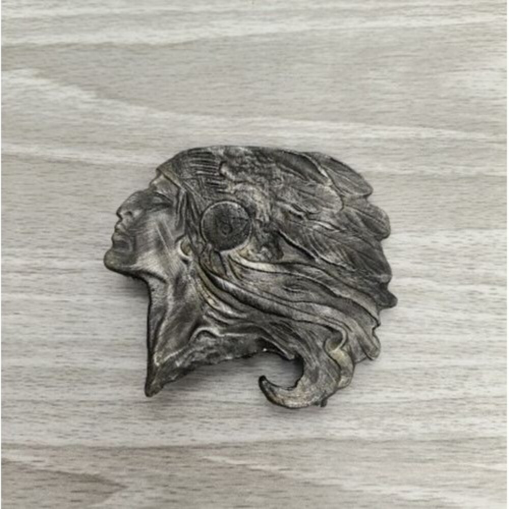 Old Indian Chief Pontiac Head Vintage Rare Old Belt Buckle Pewter